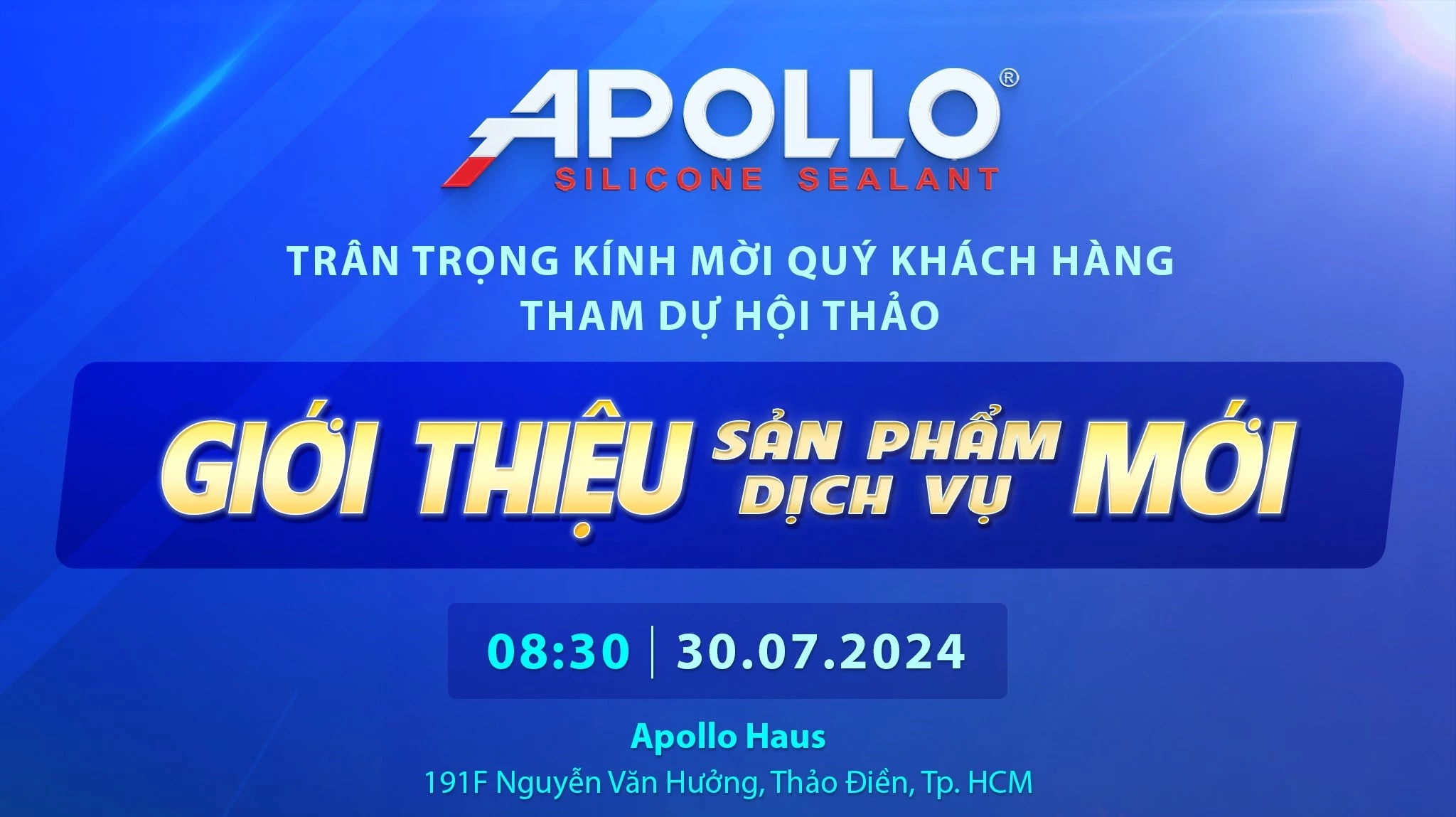 Thư mời tham dự hội thảo giới thiệu sản phẩm và dịch vụ mới Apollo Silicone 2024